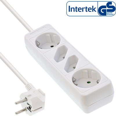 Inline Power Strip 4 Sockets 2X Type F + 2X Euro With Security Children White 3M — image 1
