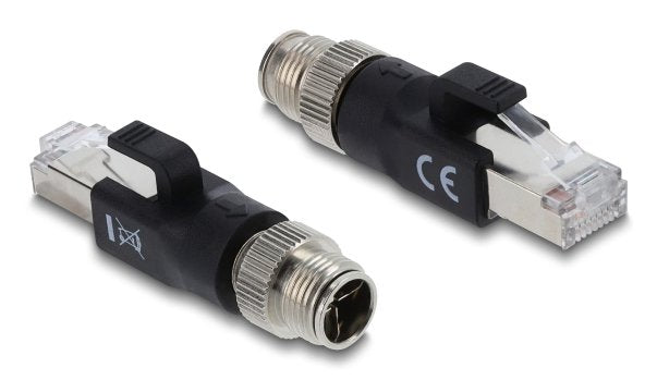 Delock M12 Adapter X-kodiert 8 Pin Connector Male a RJ45 Connector Male Black