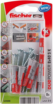 Fischer Blister 8 Tacos + Screws Duopower Ø8X40MM 534998