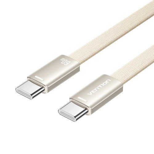 Vention Flat USB 2.0 USB-C M-m Cabl 3A Cable 2M Gold Aluminum — image 1