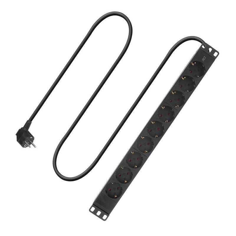 Extension Lead Pdu 19 Inch CEE7 7 With 8 Type F Sockets And On Off Switch, 2.5M H05VV-F 3G1.5