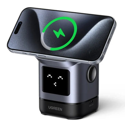 UGREEN Uno W709 2-IN-1 Magnetic Wireless Charger 15W Ladestation QI2 Zertifiziert Display Fuer Iphone And Airp — image 1