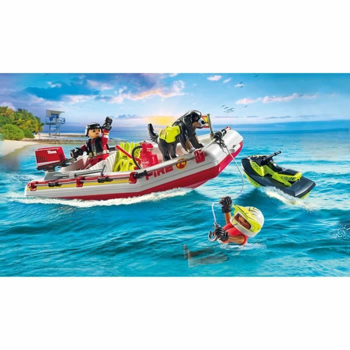 Playmobil Playset Playmobil Action Heroes - Fireboat And Water Scooter 71464 52 Pieces