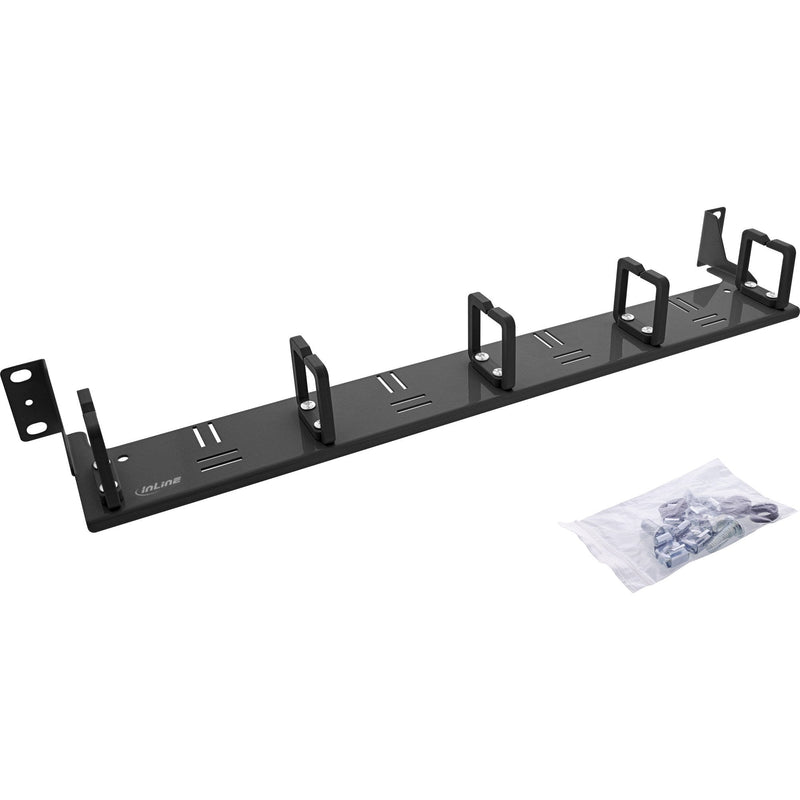 Inline® 19 Cable Management Panel 5 Plastic Brackets Horizontal, RAL9005 Black