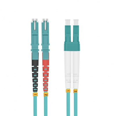 Helos Lwl Network Cable E2000® (lsh)/Lc Duplex 50/125?M OM3 Aqua 1,0M — image 1