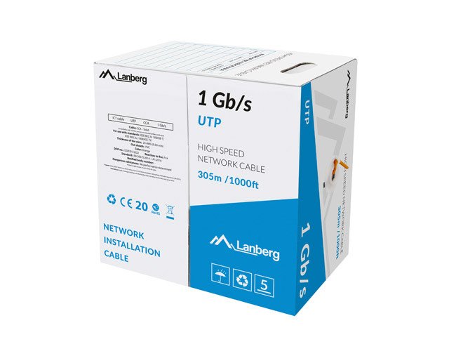 Lanberg Bobina UTP RJ45 1GB/S Solido Cca AWG23 305M Naranja