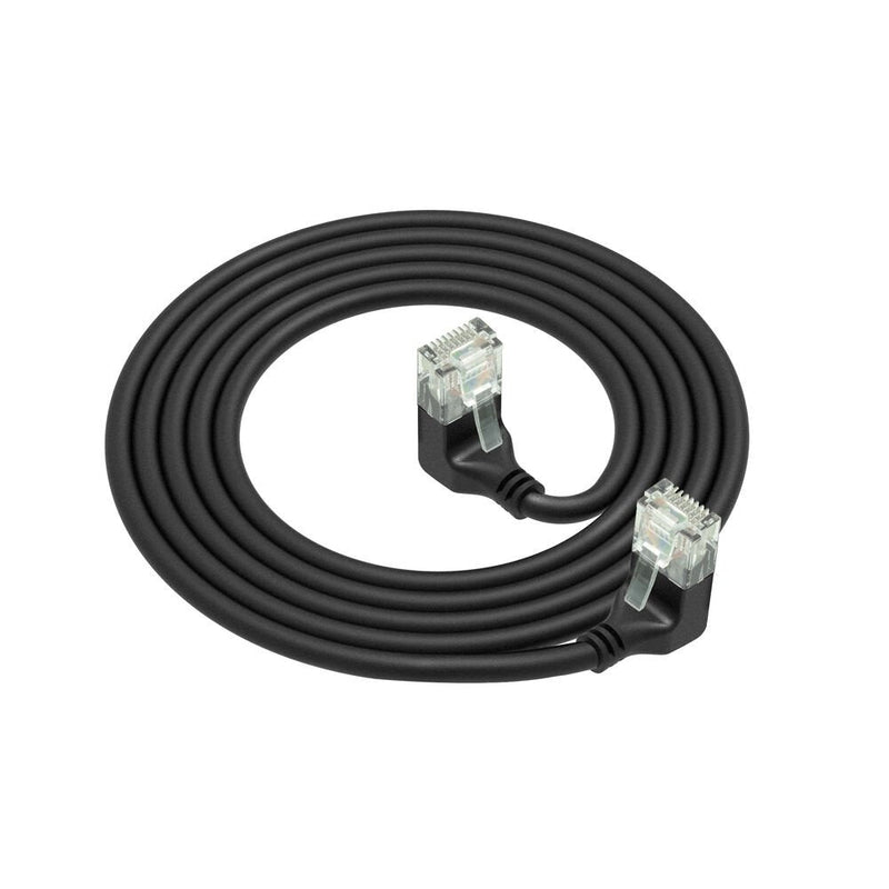 Black 5 Meters U UTP CAT.6A Lszh Slimline Patch Cable With RJ45 Connectors 90° Angled Down To 90° Angled Down
