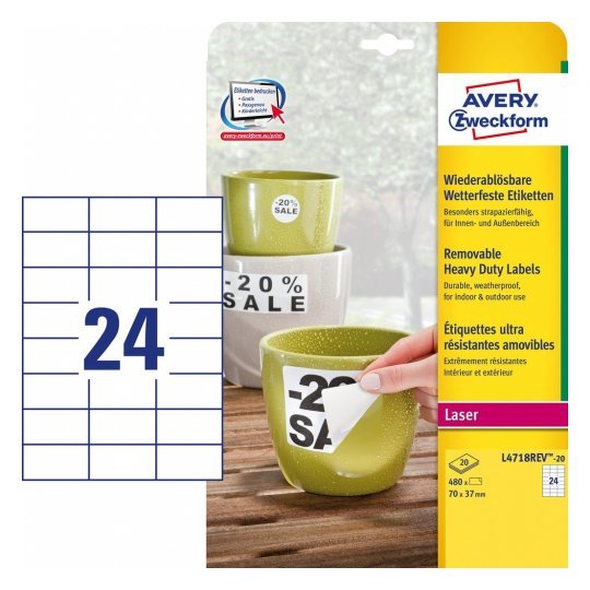 Avery Zweckform Resistant a Intemperie Folienetiketten 70,0 X 37,0MM