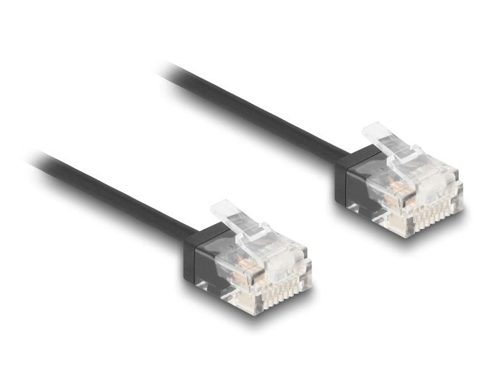 Delock RJ45 Network Cable CAT.6 UTP Ultra Slim 1M Black With Kurzen Machon