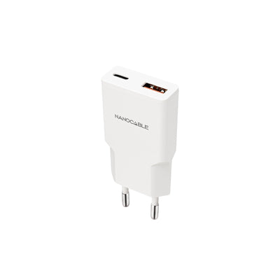 Nanocable Wall Charger 10.10.2022 1x USB Type-c 1x USB 20W White — image 1
