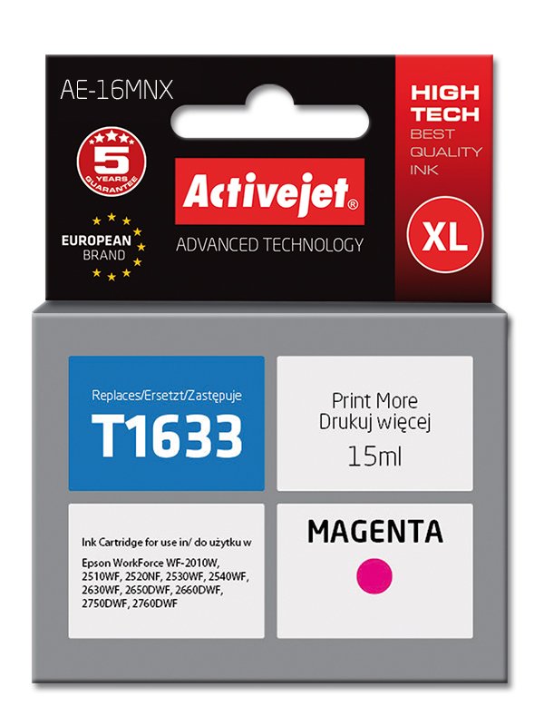 Activejet Ink AE-16MNX (reemplazo Epson 16XL T1633 - Supreme - 15ML - Magenta