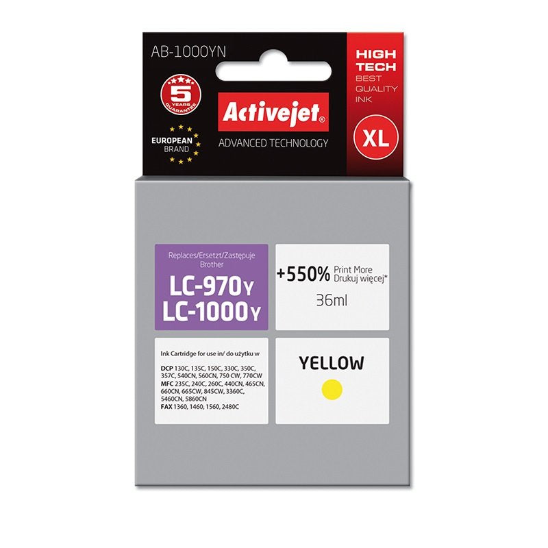 Activejet Ink AB-1000YN (reemplazo Brother LC1000Y/970Y Supreme 36ML Yellow