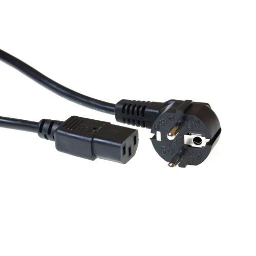 Powercord Mains Connector Schuko Cee 7 Male (angled) - C13 IEC 60320 Black 5M