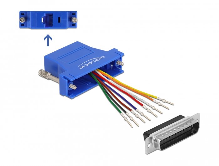 Delock 66648 Adapter D-sub Male 25 Pines a RJ45 Female Kit Assembly Blue