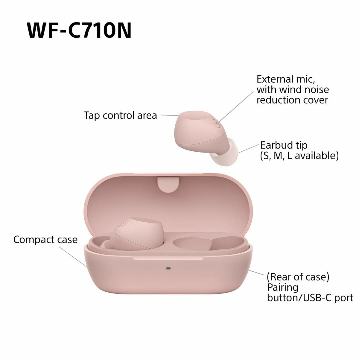 Sony Headphones Sony Wf-C710Np Pink