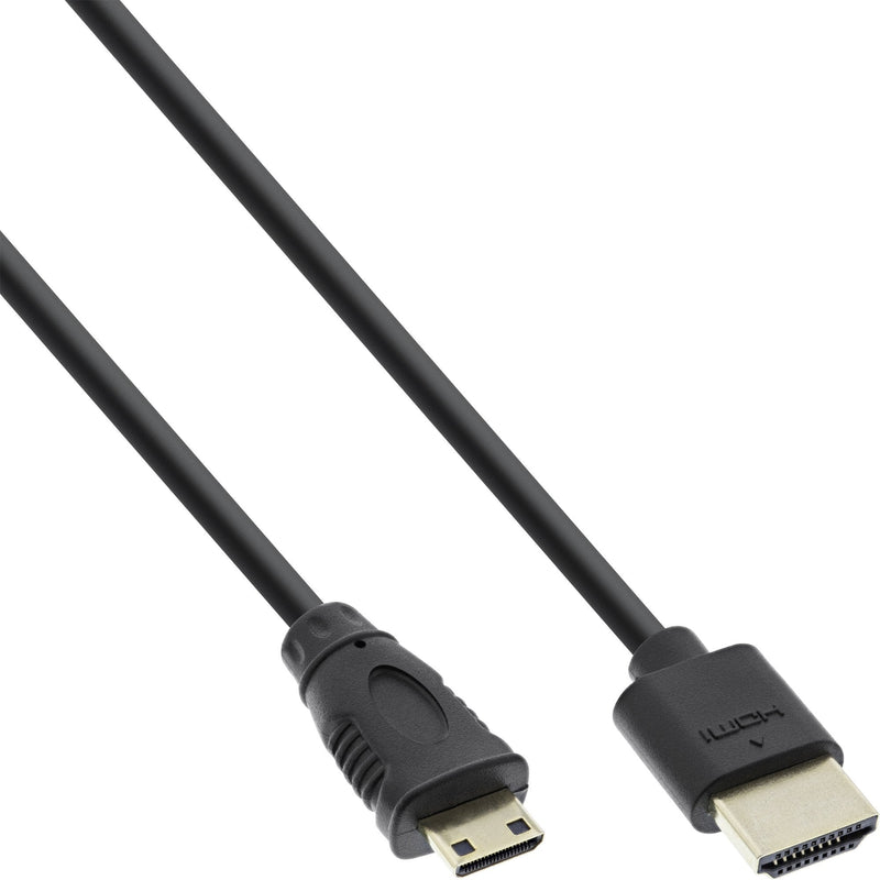 Inline HDMI Cable With Ethernet Type a C Male Súper Slim Black / Gold 0,5M
