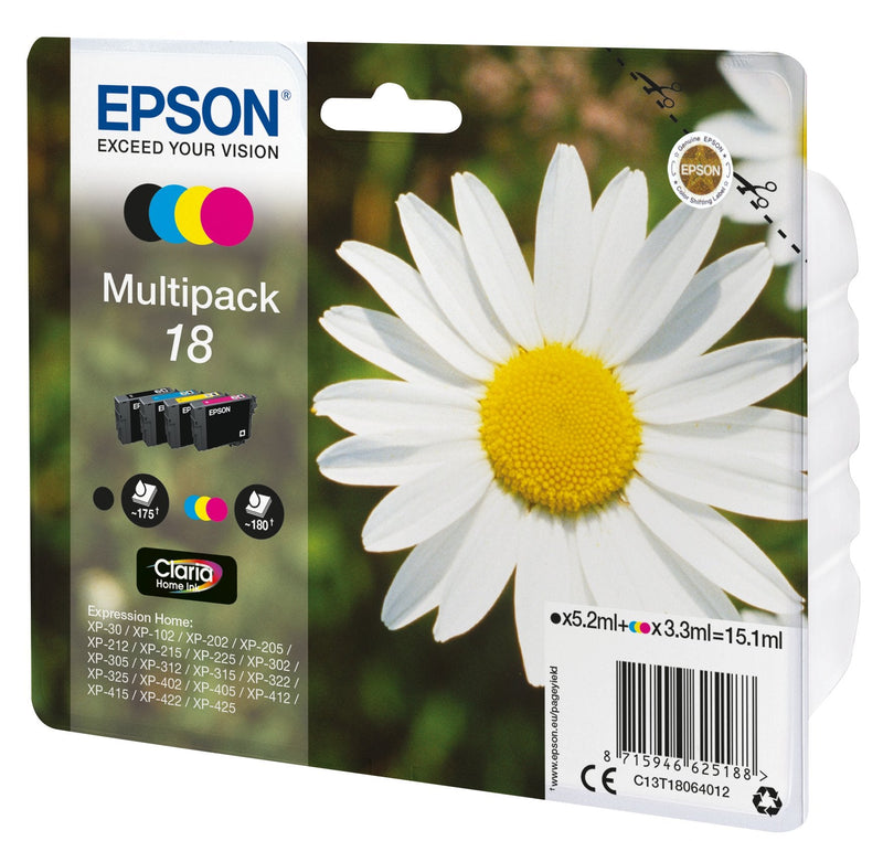 Epson Genuine Ink 18 Multipack Paquete 4 15.1ML Black Yellow Cyan Magenta
