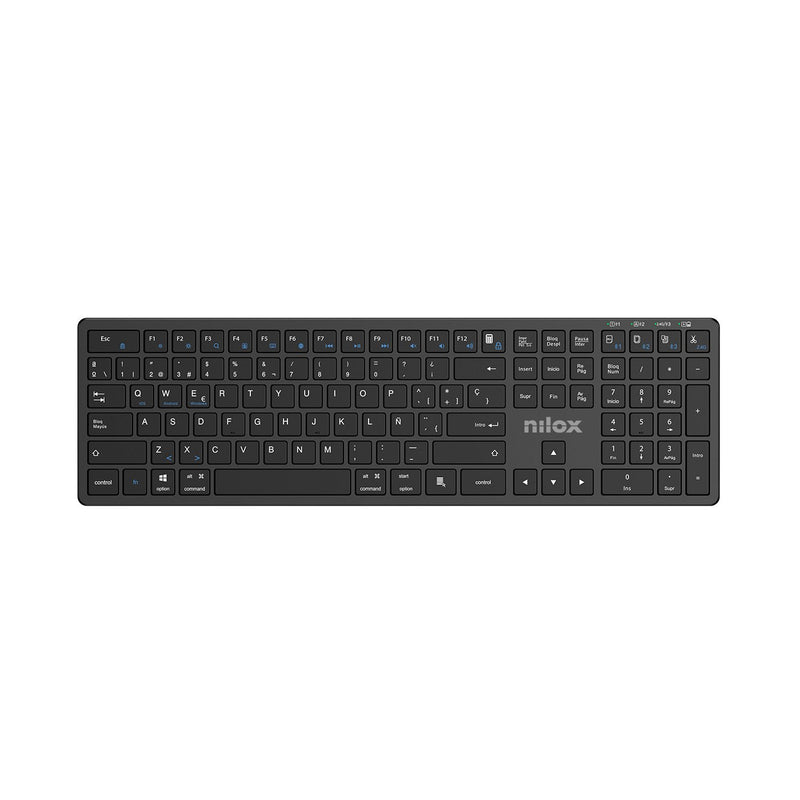 Nilox Keyboard Spanish Pro Wireless Black Home Office USB + Bluetooth QWERTY Spanish Black