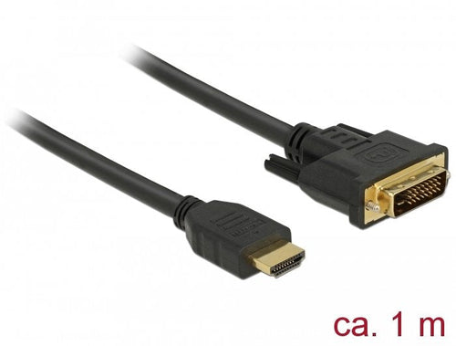 Delock 85652 Video Cable Adapter 1M HDMI Type a (standard) DVI Black — image 1