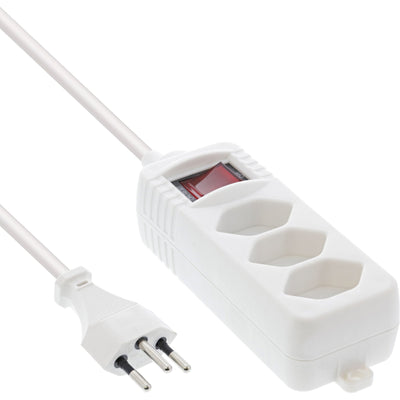 Inline® Socket Strip Switzerland, 3-WAY, With Switch, 1.5M, White — image 1