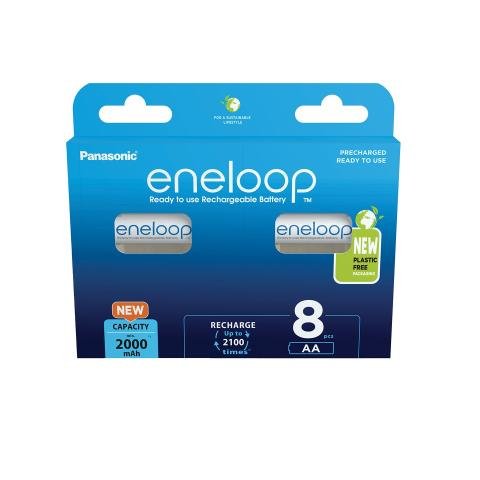 Panasonic Battery Nimh, Mignon, Aa, HR06, 1.2V/2000MAH (paquete 8)