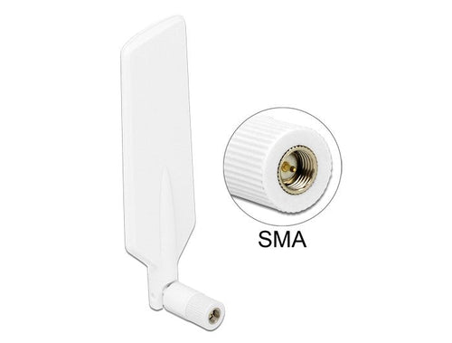 Delock Antenna LTE Dualband WLAN AC/a/B/G/N Male Sma 1 - 4 dBi Omnidirectional Giratoria White — image 1