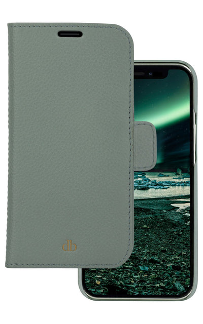 DBRAMANTE1928 New York Case With Cover Phone Mobile Phone Detachable Magnetic Back-cover Leather Saffiano Gree — image 1