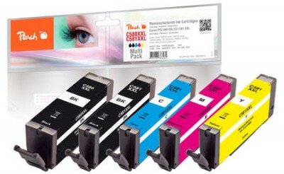 Peach Ink PI100-396 5 Pieces Compatible Canon (súper) High Yield Black Cyan Magenta Foto Black Yellow Extra (s — image 1
