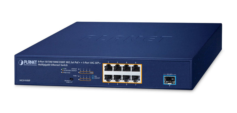 Planet MGS-910XP Switch No Administrado 2.5G Ethernet (100/1000/2500) Energía Sobre Ethernet (PoE) Blue