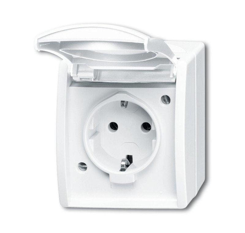 Busch Jaeger Bj 20EW-54 Socket Power M.tapa Abatible Ocean IP44 White Alpino