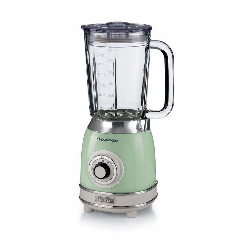 Ariete Blender Glass Vintage, 1000W, Jarra Glass 1.5L, 4 Cuchillas Steel Inoxidable, 4 Velocidades, Green