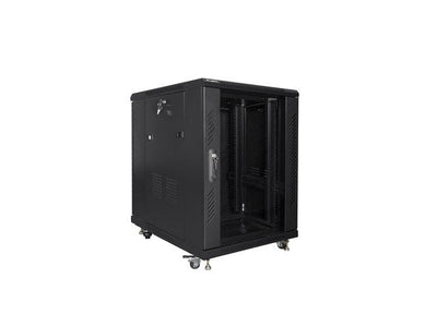 Lanberg Cabinet Rack FF01-6815-12B (15U, 19'', 848MM / 600MM / 800MM, Standing, Glass, 800KG, Black Colour — image 1