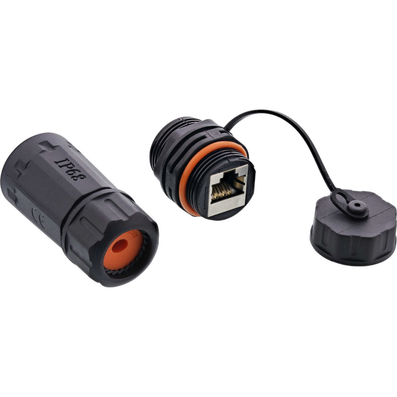 Inline Set Of Connectors Network Cable CAT.6A, Resistant Water IP68, Connector Aplicaciones Industriales, With