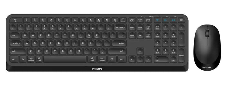 Philips Keyboard English + Mouse 4000 Series SPT6407B/16 RF Wireless + Bluetooth QWERTY Black