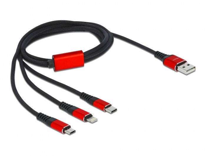 Delock Cable Charging USB 3 1 Type a Lightning ™ / 2 X USB Type-c ™ 1M