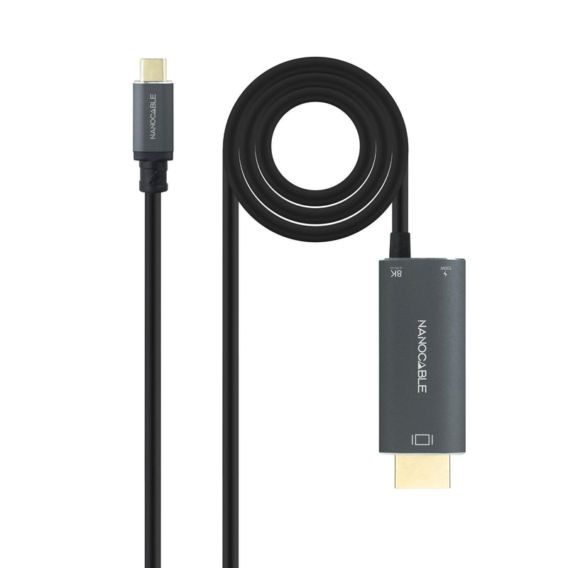 USB Cable -c/M-hdmi 2.1+USB-C/H Pd 100W, NEGRO,1.8M