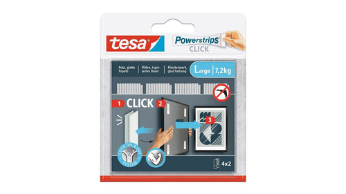 Tesa Powerstrips Click Large 7.2KG Selbstkl. Tape Velcro 4X2 — image 1