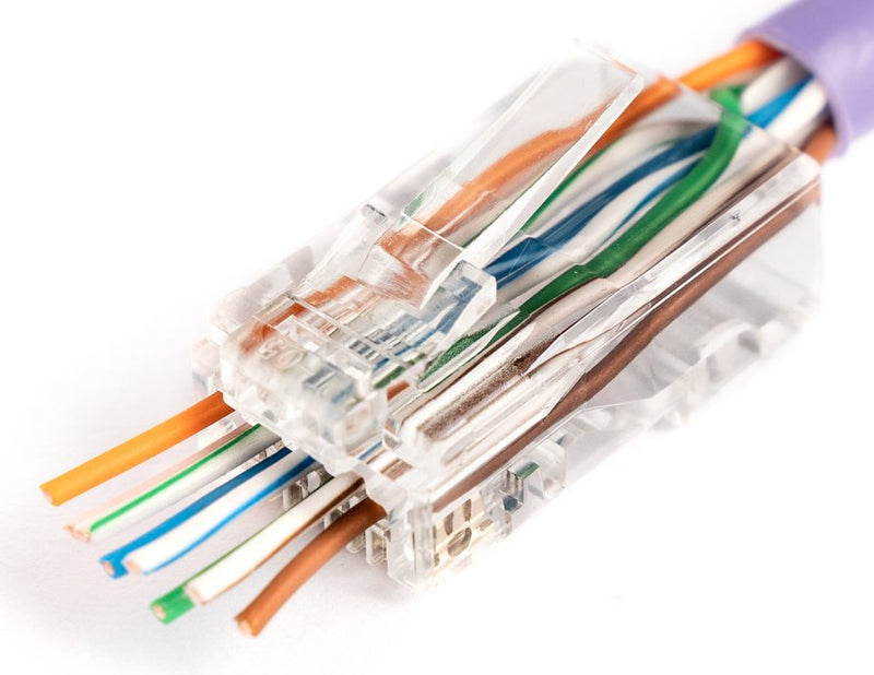Connector RJ45 (8P8C) Przelotowy, KAT.6, Nieblindado, Awg 26-24, Opakowanie 100 Ud.