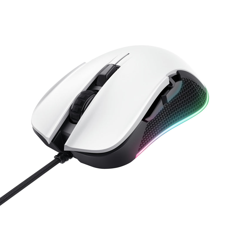 Trust Mouse Gaming GXT922 Ybar White/Black RGB Up To 7200PPP/ Iluminación LED RGB/ 6 Buttons Programables