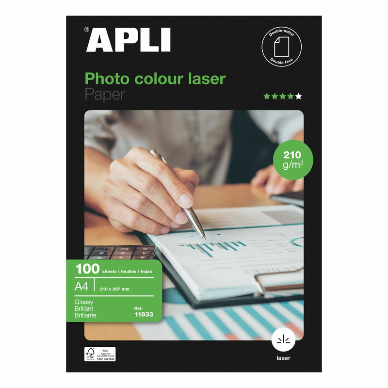 Apli Paper Fotografico Colour Laser A4 210G 100 Hojas