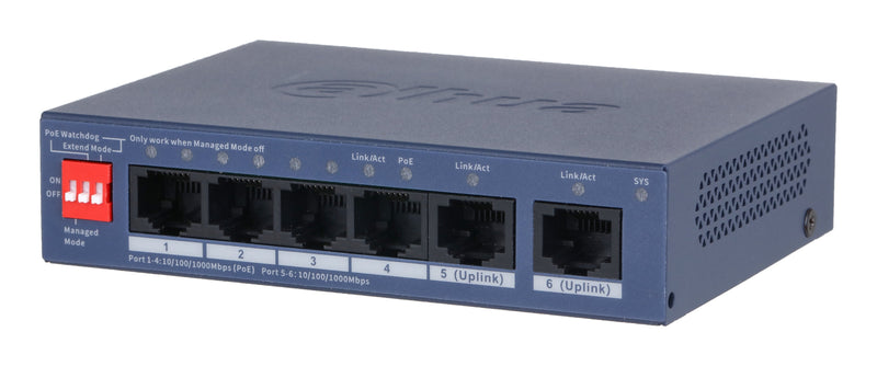 Switch Dahua CS4006-4GT-36 Switch Type Managed Switch Layer L2 Form Factor Desktop/Wall-mounting 4XRJ-45 Ports