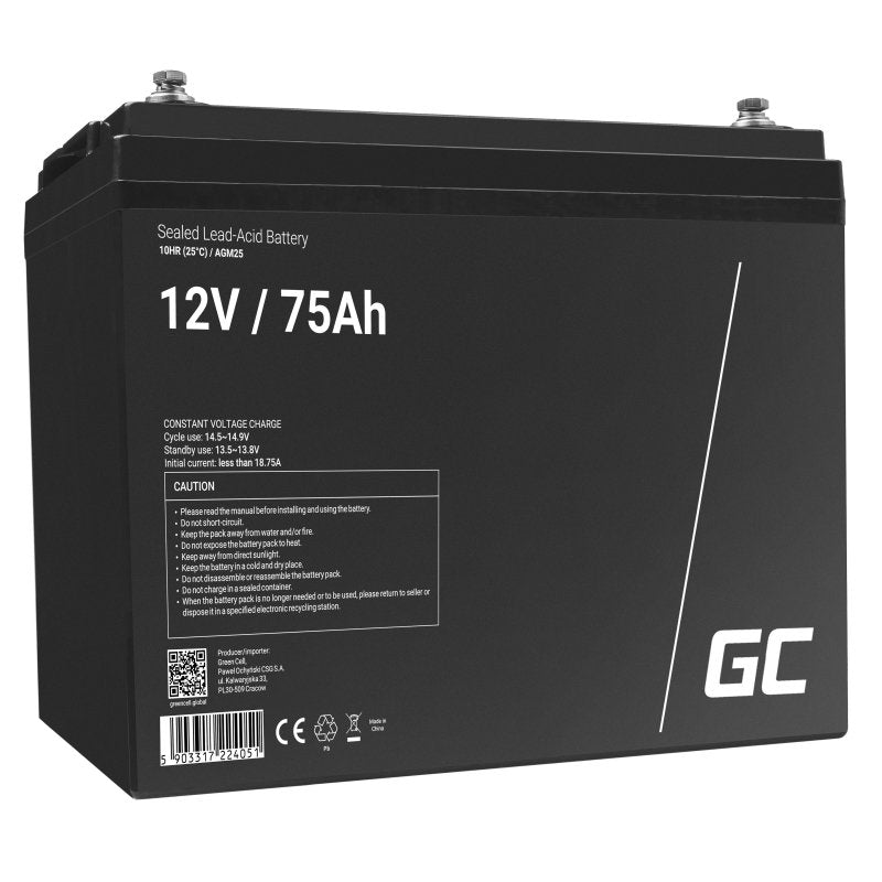Green Cell Battery AGM25 Sistema UPS Sealed Lead Acid (vrla) 12V 75AH
