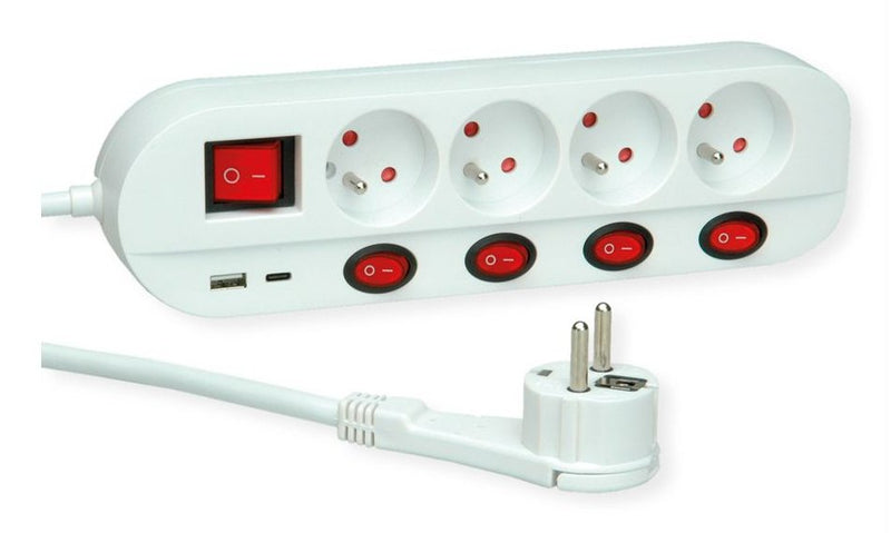 Roline 4-VÍAS Power Strip Plugs With Switch Ute Version Usb-charger a + C, 1,5M