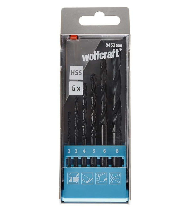 Wolfcraft Set Of Drill Bits Metal Hss Fl, 6 Pieces Ø 2-8MM 8453000