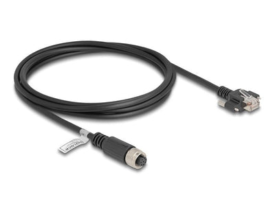 Delock M12 Cable A-kodiert 8 Pin Female a RJ45 Male CAT.5E FTP 2M Black — image 1