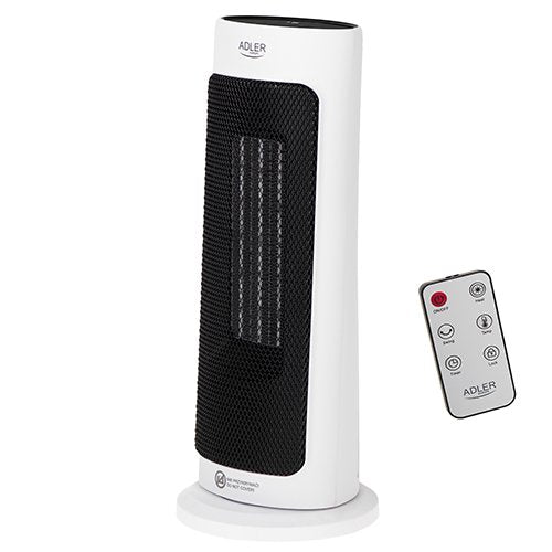 Adler Ad 7738 Tower Fan Ceramic Heater With Timer, Led, 2 Heating Powers: 1400W-2000W, White Black