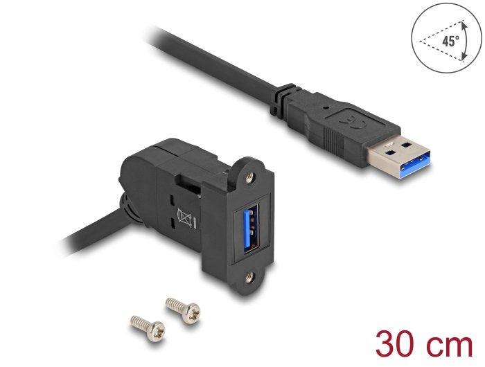 Delock Keystone Módulo USB 5Gbps Type a Connector Female Recessed 45° Angulado a Type a Connector Male With 30