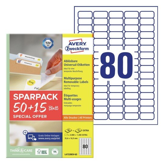 Avery Zweckform Labels 35,6 X 16,9MM, White