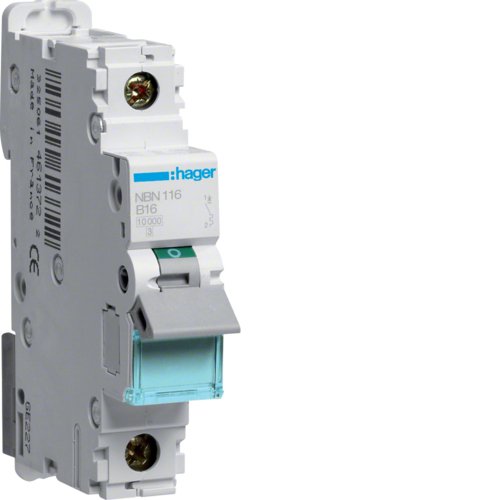 Hager Switch Magnetotérmico NBN116 1POLOS 10KA 15KA B-16A 1M