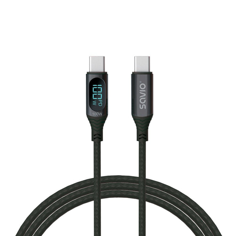 Savio Cable USB-C - USB-C With Display CL-174 1M Black USB Cable USB 3.2 Gen 1 (3.1 Gen 1) USB C Black